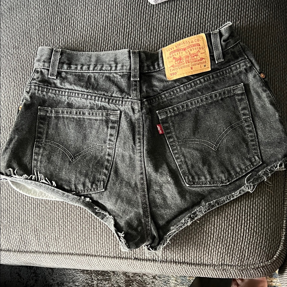 Levi's Black Washed Denim Cutoff Shorts